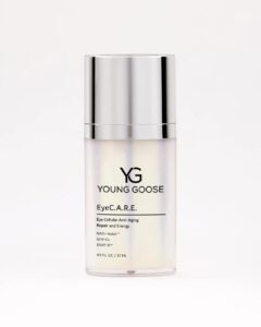 Young Goose Eye C.A.R.E. NAD+ boosting peptide eye cream with GHK-Cu copper peptide, hyaluronic acid and botanical extracts for fine line reduction and deep under-eye hydration