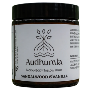 Audhumla – Sandalwood & Vanilla Face & Body Tallow Whip